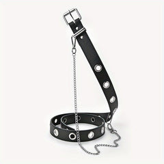 PU Leather Metal Buckle Belt Punk Hip Hop Chain Belt