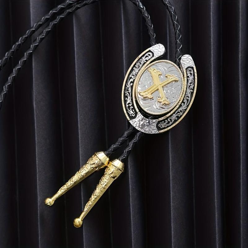 Golden Initial Letter X Bolo Tie Western Cowboy Men's Necktie