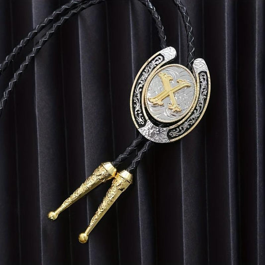 Golden Initial Letter X Bolo Tie Western Cowboy Men's Necktie