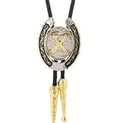 Golden Initial Letter X Bolo Tie Western Cowboy Men's Necktie