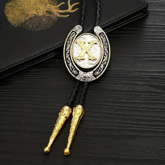 Golden Initial Letter X Bolo Tie Western Cowboy Men's Necktie