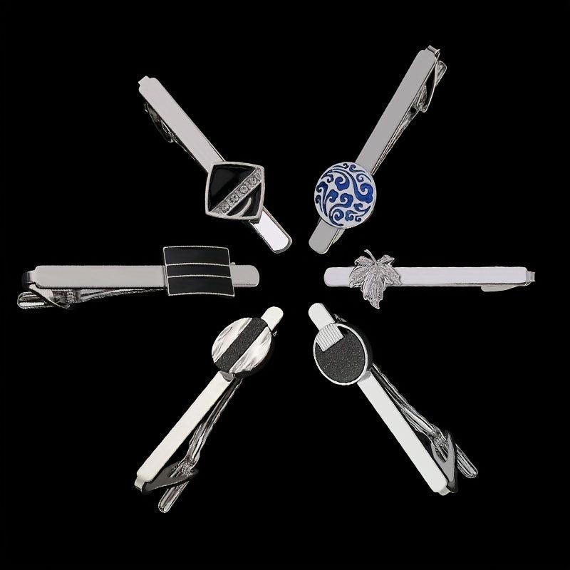 Maple Leaf Striped Square Round Tie Clip Wedding Business Necktie Accessories