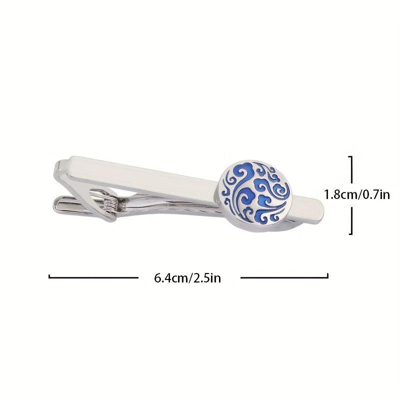 Maple Leaf Striped Square Round Tie Clip Wedding Business Necktie Accessories