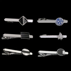 Maple Leaf Striped Square Round Tie Clip Wedding Business Necktie Accessories