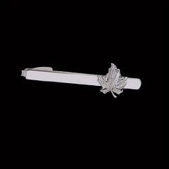 Maple Leaf Striped Square Round Tie Clip Wedding Business Necktie Accessories