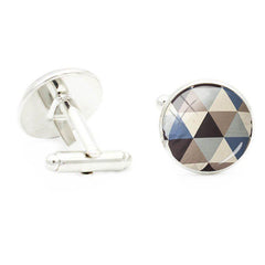 Art Figure Patterns Glass Gem Cufflinks Men Rhodium Plated Alloy Base