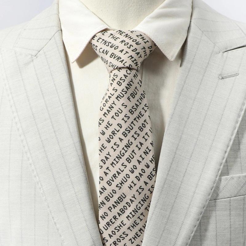 1PC Men's English Letter Fun Cotton Tie