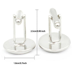 Compass Art Glass Gem Cufflinks Rhodium Plated Alloy Base