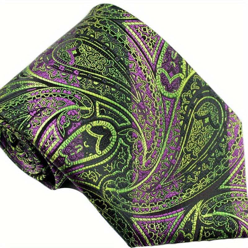 Men's Classic Plaid Floral Tie Suit Business Necktie