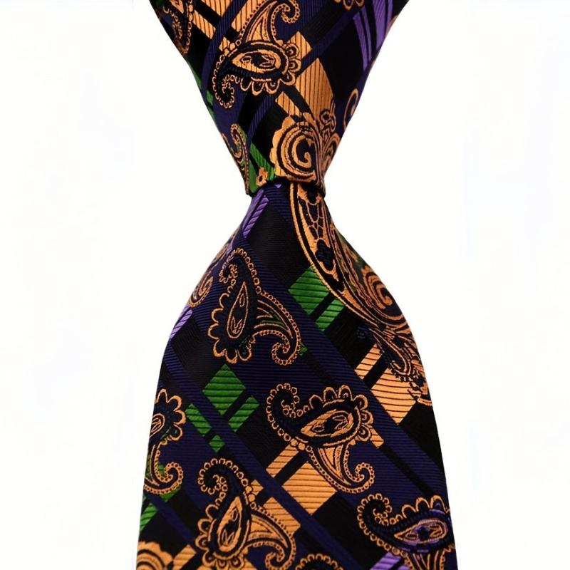 Men's Classic Plaid Floral Tie Suit Business Necktie