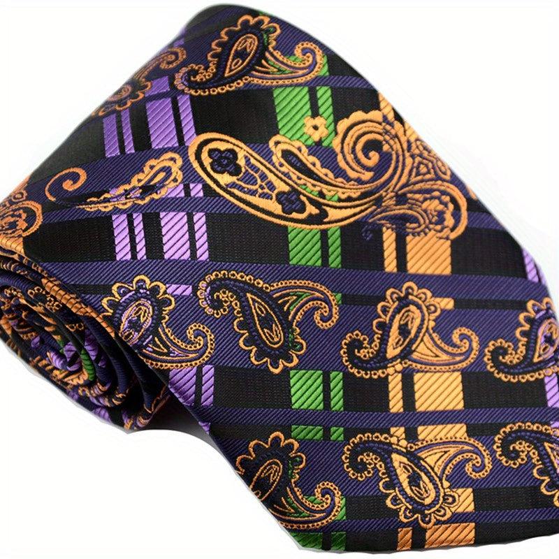 Men's Classic Plaid Floral Tie Suit Business Necktie