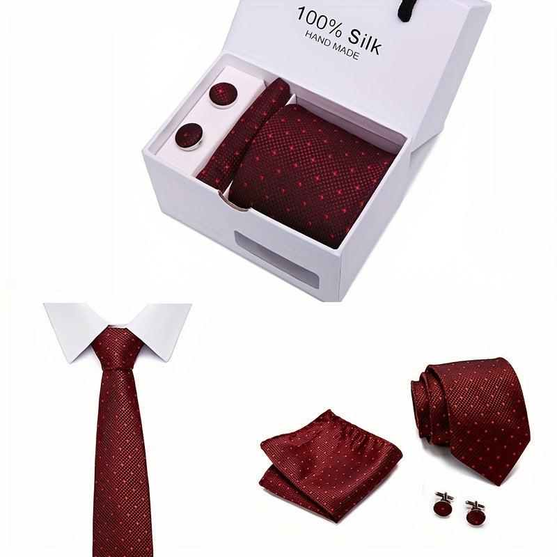 Men's Tie, Pocket Towel & Cufflinks Set for Business Wedding