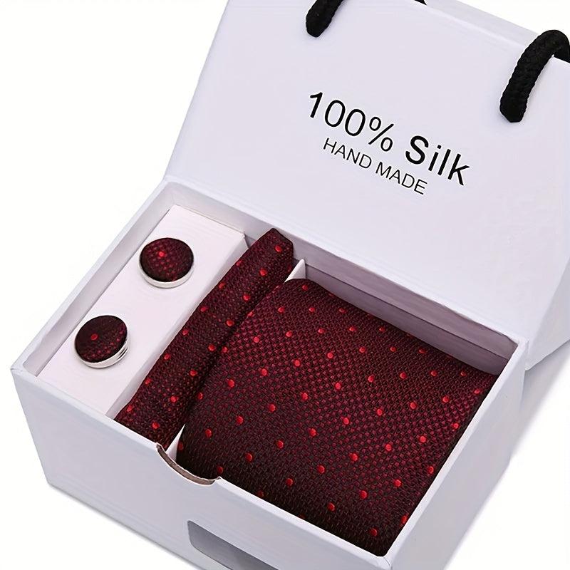 Men's Tie, Pocket Towel & Cufflinks Set for Business Wedding