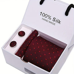 Men's Tie, Pocket Towel & Cufflinks Set for Business Wedding