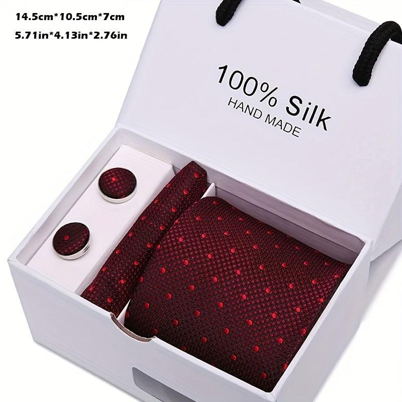 Men's Tie, Pocket Towel & Cufflinks Set for Business Wedding