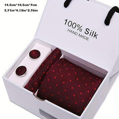 Men's Tie, Pocket Towel & Cufflinks Set for Business Wedding