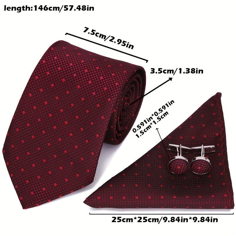 Men's Tie, Pocket Towel & Cufflinks Set for Business Wedding