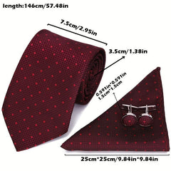Men's Tie, Pocket Towel & Cufflinks Set for Business Wedding