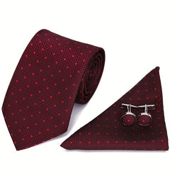 Men's Tie, Pocket Towel & Cufflinks Set for Business Wedding