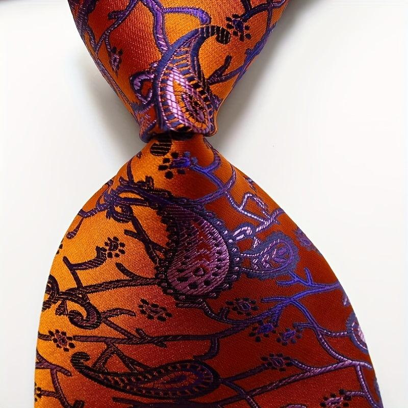 Paisley Tie Men's 8 Necktie Set Golden Beige Jacquard Woven Men's Tie Necktie