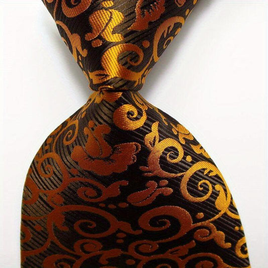 Paisley Tie Men's 8 Necktie Set Golden Beige Jacquard Woven Men's Tie Necktie