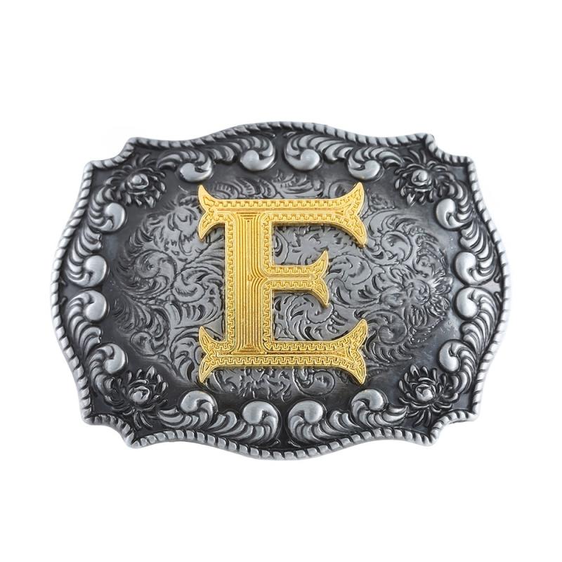 Western Denim Letter E Belt Buckle With Cloud Edging