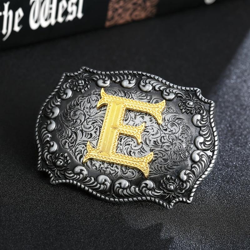 Western Denim Letter E Belt Buckle With Cloud Edging
