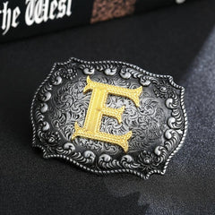 Western Denim Letter E Belt Buckle With Cloud Edging