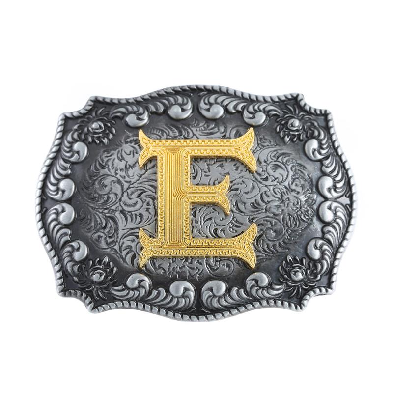 Western Denim Letter E Belt Buckle With Cloud Edging