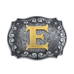 Western Denim Letter E Belt Buckle With Cloud Edging