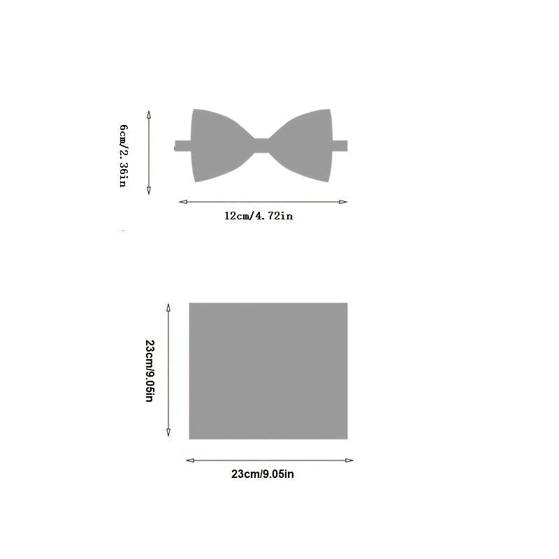 2pcs Bow Tie Pocket Square Set Men's Business Casual Dress Accessories