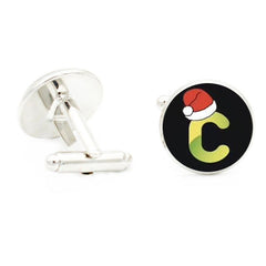 Men's J with Christmas Hat Cufflinks Suit Shirt Cuff Link