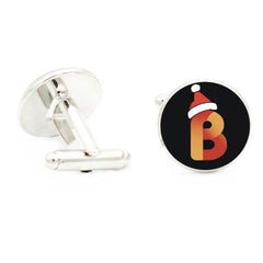 Men's J with Christmas Hat Cufflinks Suit Shirt Cuff Link