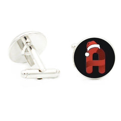 Men's J with Christmas Hat Cufflinks Suit Shirt Cuff Link