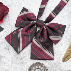 Men's Dark Red Tie Bow Tie College Style Print Party Tie