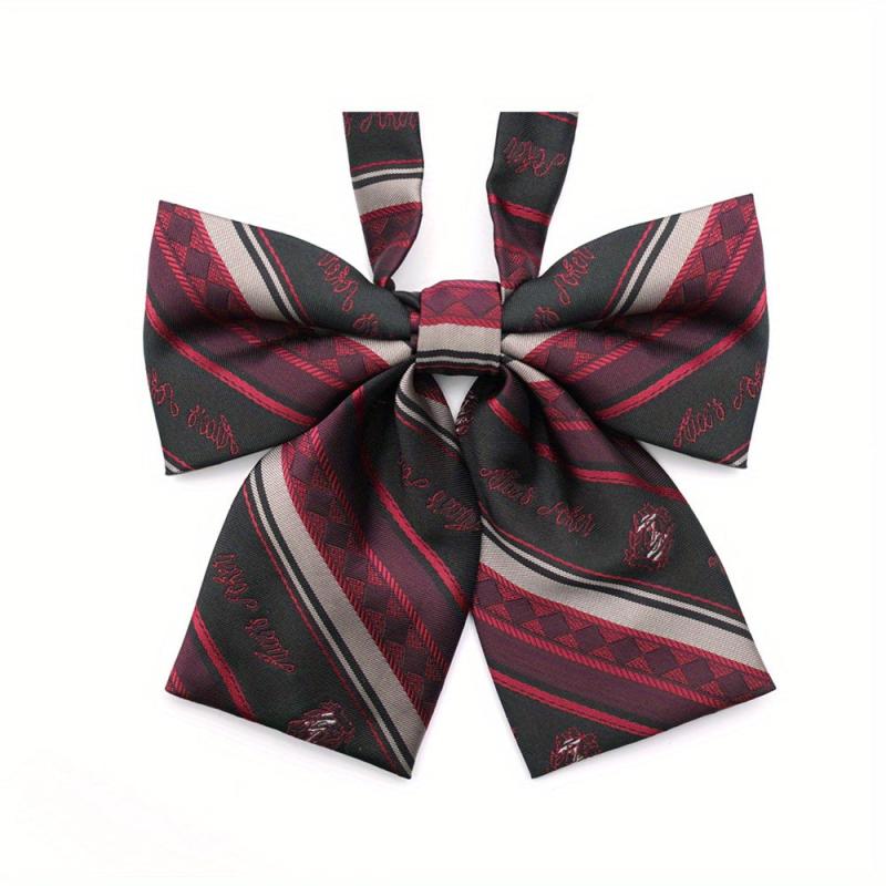 Men's Dark Red Tie Bow Tie College Style Print Party Tie