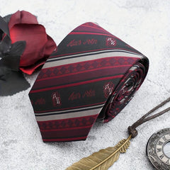 Men's Dark Red Tie Bow Tie College Style Print Party Tie