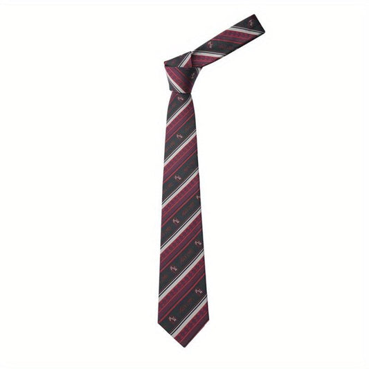Men's Dark Red Tie Bow Tie College Style Print Party Tie