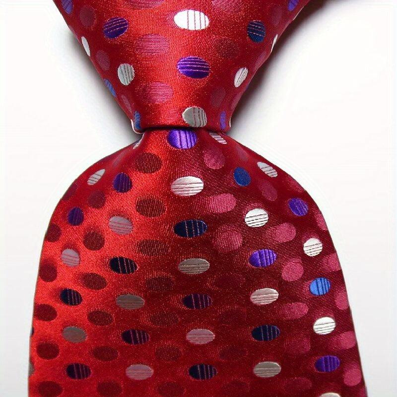 Men's Classic Printed Dot Tie Red Green Business Wedding Party Tie