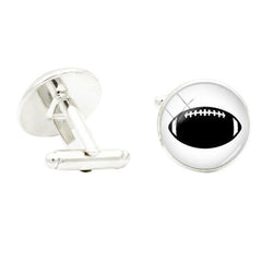 I Love Football Glass Cufflinks Rhodium Plated Alloy Base