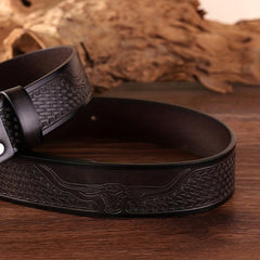 Golden Bull Head Buckle Belt Western Cowboy Retro Belt