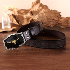Golden Bull Head Buckle Belt Western Cowboy Retro Belt