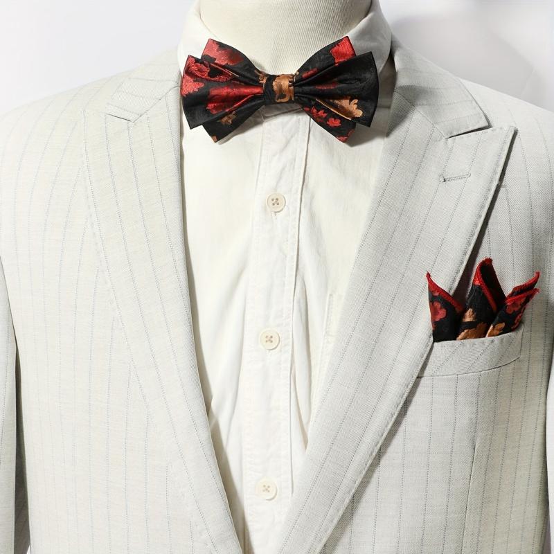 Men's Striped Floral Jacquard Necktie for Wedding Party Gift