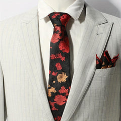 Men's Striped Floral Jacquard Necktie for Wedding Party Gift