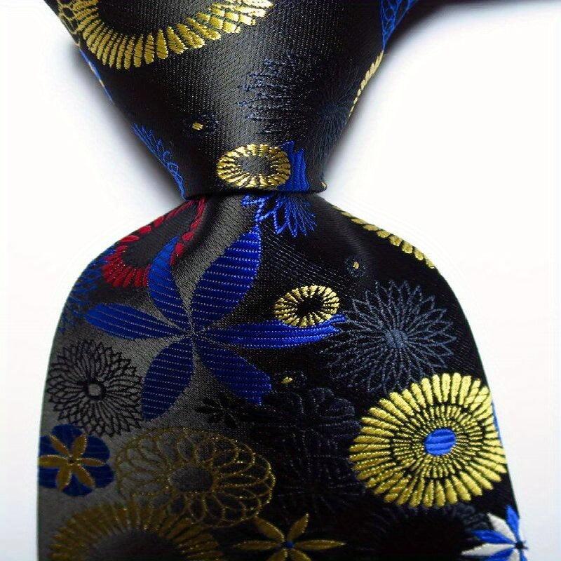 Gold Paisley Men's Necktie Set Woven Jacquard Tie