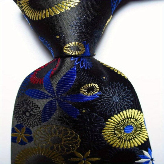 Gold Paisley Men's Necktie Set Woven Jacquard Tie