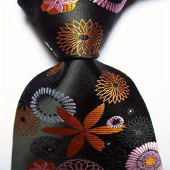 Gold Paisley Men's Necktie Set Woven Jacquard Tie