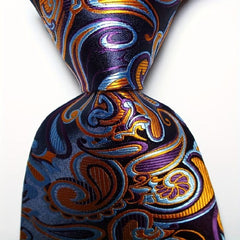 Gold Paisley Men's Necktie Set Woven Jacquard Tie