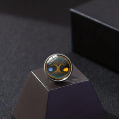 Yin Yang Tree Of Life Collar Pin Retro Tree Yin Yang Eight Flowers