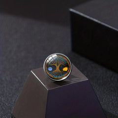 Yin Yang Tree Of Life Collar Pin Retro Tree Yin Yang Eight Flowers